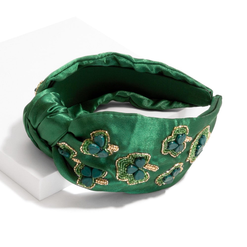 "Lucky Lady" Beaded Shamrock Knotted Headband - 715754