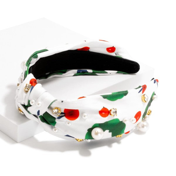 Floral Printed Satin Wrapped Headband - 715775