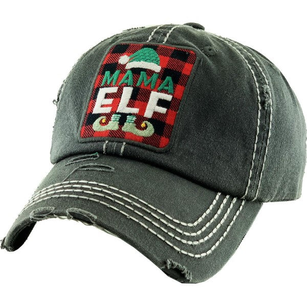 Mama Elf Vintage Distressed Baseball Cap