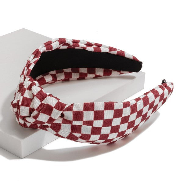 "Can't Check Me!" Game Day Checkered Game Day Knotted Headbands -Multi Colors Avail