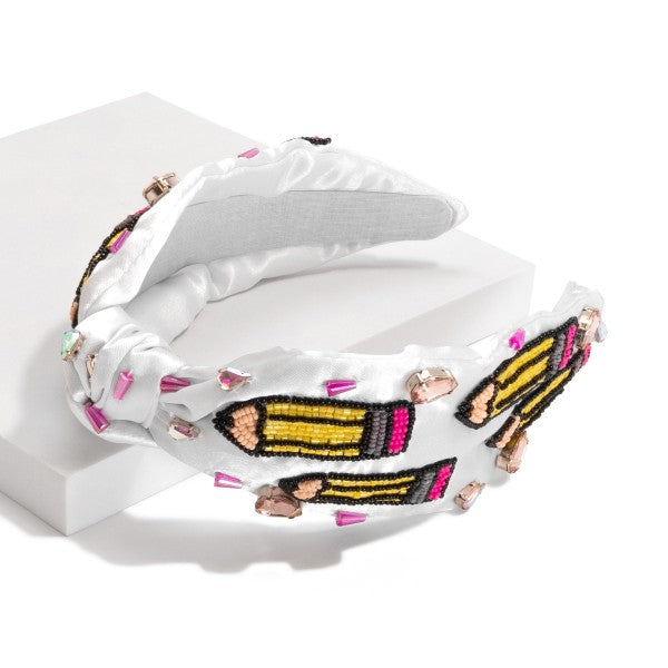 "Pencil Me In" Beaded & Bling Knotted Headband